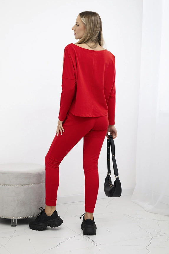 Komplektas su oversize palaidine raudona