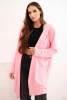 Women's cotton hooded cardigan with an extended front light pink