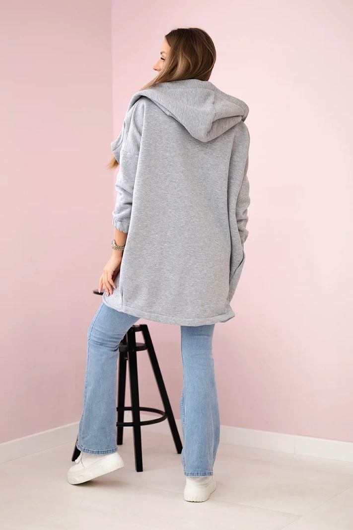 Graues Sweatshirt mit kurzem Reißverschluss