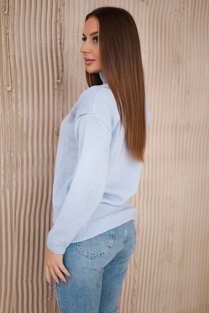 Halb-Rollkragenpullover blau