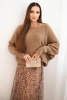Women's set with a wool sweater and a viscose dress camel