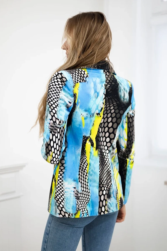 Bedruckte Jacke aus Baumwolle mit Knopf blau