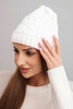 Women's winter hat with wool and decorative braid with pearls K470 white
