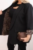 Plus Size women's blazer with leopard lining black