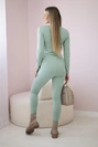 Set mit Bügelfalte auf Bluse dunkel mint