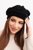 Women's winter wool hat with pom-poms and extended sides K448 purple