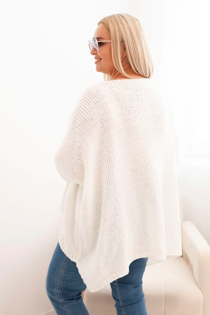 Damenpullover Plus Size aus Acryl mit lockerem Schnitt und 3/4-Ärmeln ecru