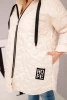 Plus Size women's quilted jacket with a hood and the inscription HOPE light beige