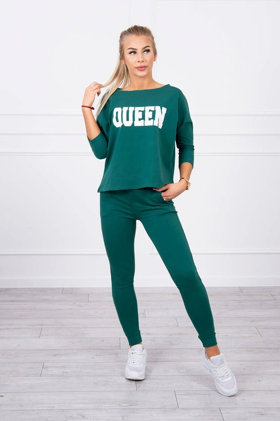 Sada s potiskem Queen tmavě zelená