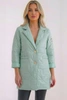 Women’s Plus Size quilted jacket with decorative buttons and collar dark mint