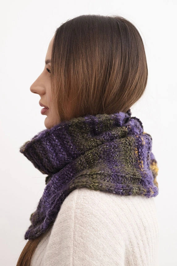 Komin dámský vlněný měkký šátek golf zimní KN21 khaki