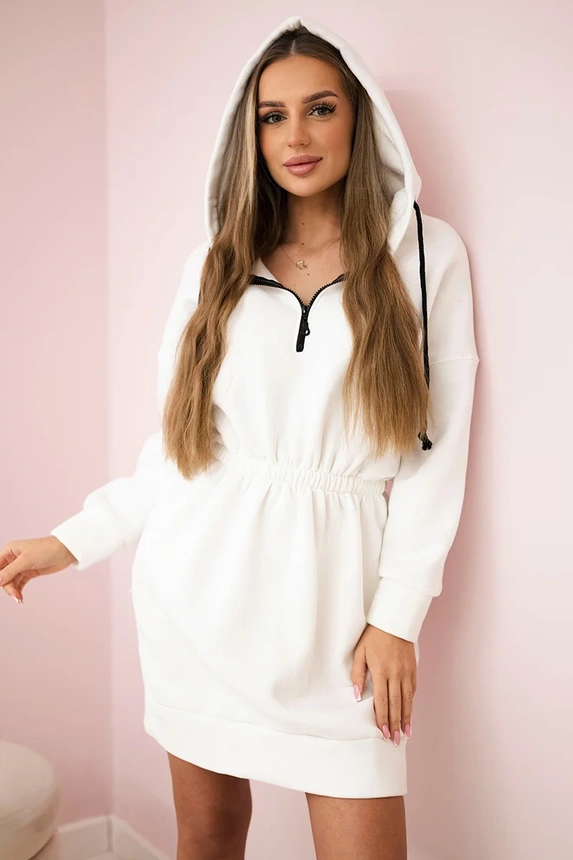Insulated dress with a hood ecru