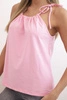 Women's cotton tank top with a tie at the neck light pink