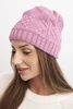 Women's winter hat with wool and decorative pattern with pearls K470 dark pink