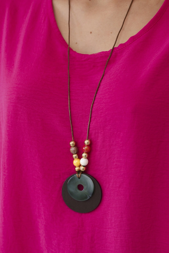 Oversized blúzka s príveskom fuchsia