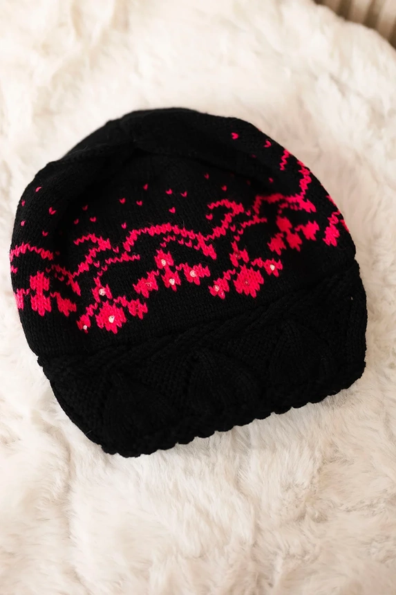 Dámská čepice Kira K374 black+pink