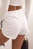 Damen Baumwollshorts mit elastischem Bund und sportlichem Besatz weiß