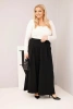 Damen Baumwollhosen Plus Size mit weitem Bein und lockerer Passform schwarz