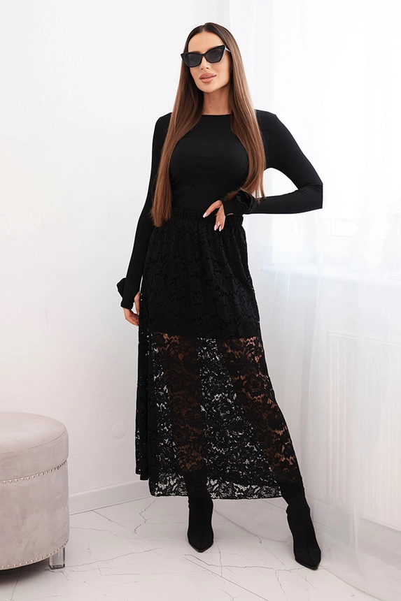 Women's skirt with lace and lining black