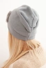 Women's hat with decorative fur flowers elegant gray