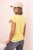 Women's cotton blouse with a V-neck and print yellow