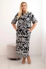 Komplet damski Plus Size wiskozowy z geometrycznym nadrukiem czarny