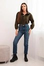 Sweatshirt aus Wildleder mit Reißverschluss khaki