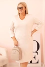 Dámska sukňa Plus Size maslová s dekoltom V a rukávom béžová