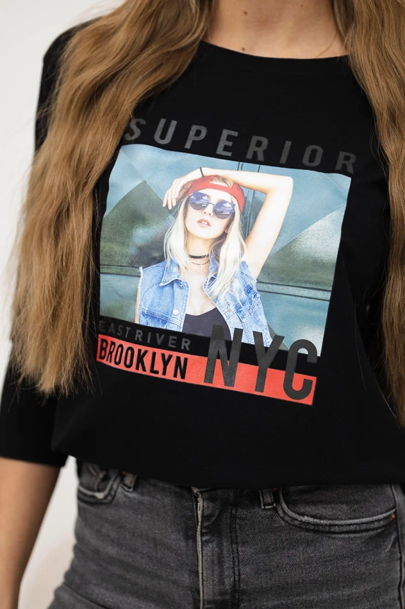 Aukščiausios kokybės spausdinta palaidinė juoda