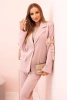 Women's set with viscose – blazer with lapels and pants with a stripe dusty pink