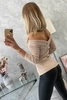 Bluse mit V-Ausschnitt hellbeige