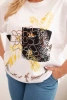 Women's Plus Size Cotton Blouse with Decorative Floral Print white + yellow