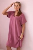 V-neck dress with collar dark pink