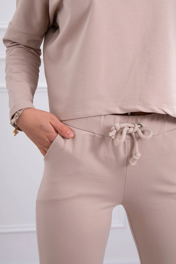 Set with oversized blouse beige
