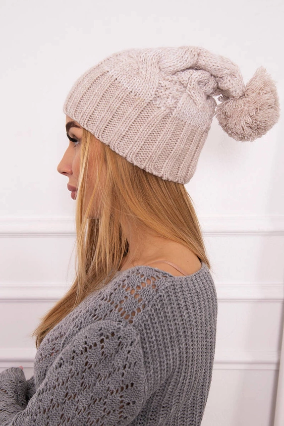 Cap with fleece Paryż K213 light beige