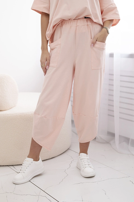 Cotton set blouse + trousers powder pink