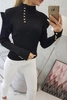 Fitted sweater blouse with buttons black