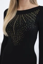 Knitted dress with a gold zirconia motif black