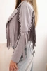 Women's suede jacket with fringes gray 