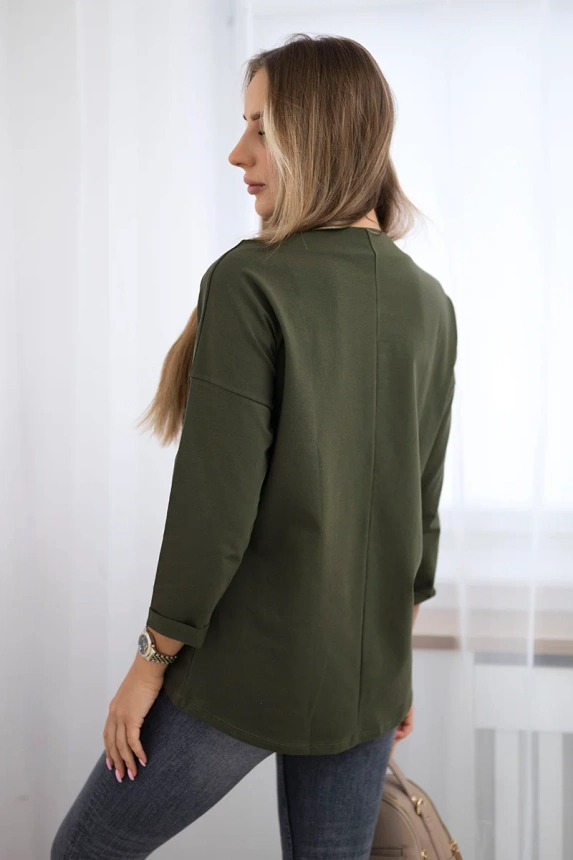 Blúzka s grafikou American Girl khaki S/M - L/XL