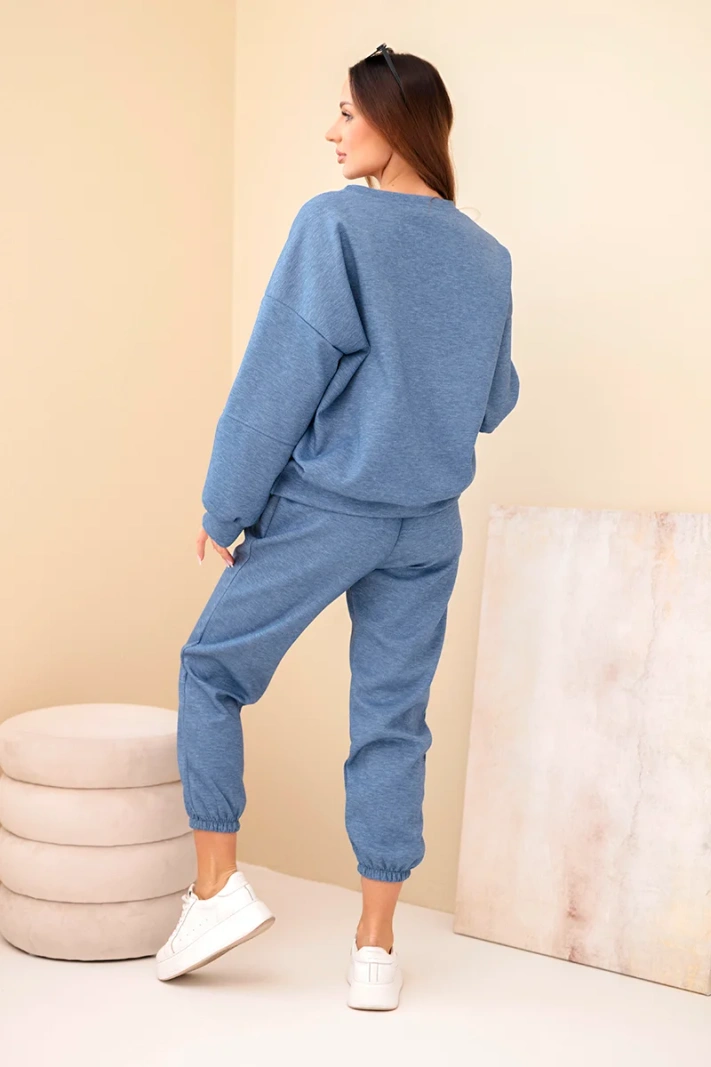 Set sweatshirt + pants buttery fabric denim melange