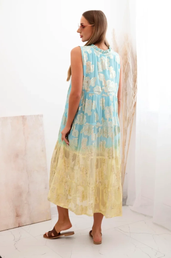 Women's sleeveless viscose dress turquoise