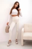 Women's shaping leggings with a high waist, light beige