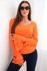 Damenbluse mit V-Ausschnitt und Rüschen an den Ärmeln orange