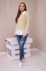 Striped cotton blouse with collar yellow+grey