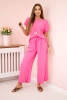 Viscose set pleated blouse + trousers pink