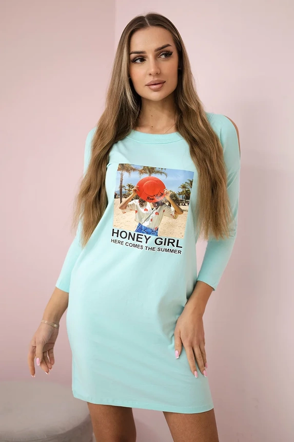 Šaty s mátovým potiskem Honey girl