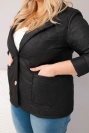 Dámská bunda Plus Size prošívaná s květinami s límcem a kapsami černá