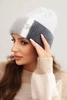 Women's colorful viscose cap with decorative button white + gray