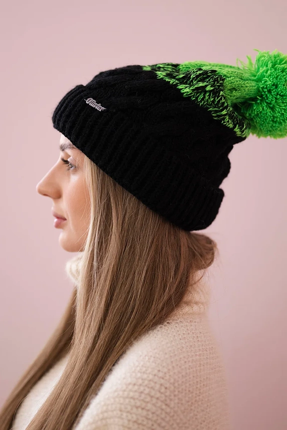 Cap with fleece Ilona K218 black+green